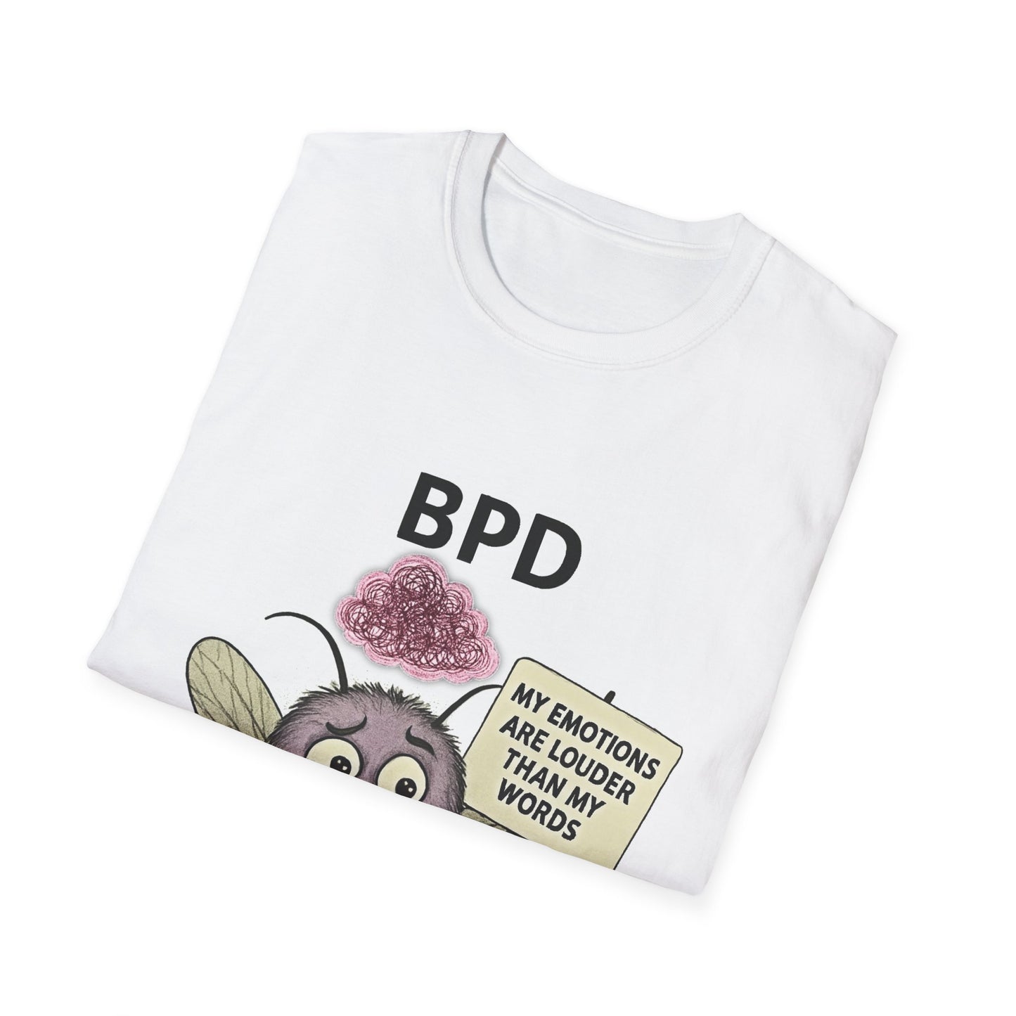 Tempest BPD awareness character design flat lay T-shirt β Mental Health Musings collection
