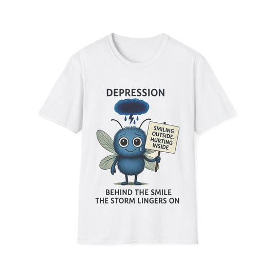 Stormy Depression awareness mosquito design front T-shirt – Mental Health Musings collection