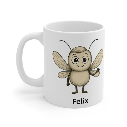 Felix OCD awareness cartoon on mug – Storm Mosquitos Design