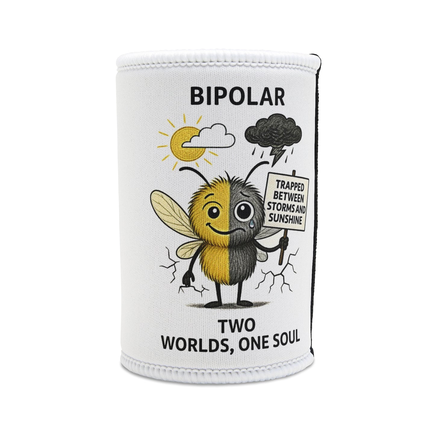 Jay Bipolar awareness cartoon mosquito on stubby holder β Mental Health Musings