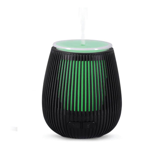 Black ribbed diffuser with green interior on a white background