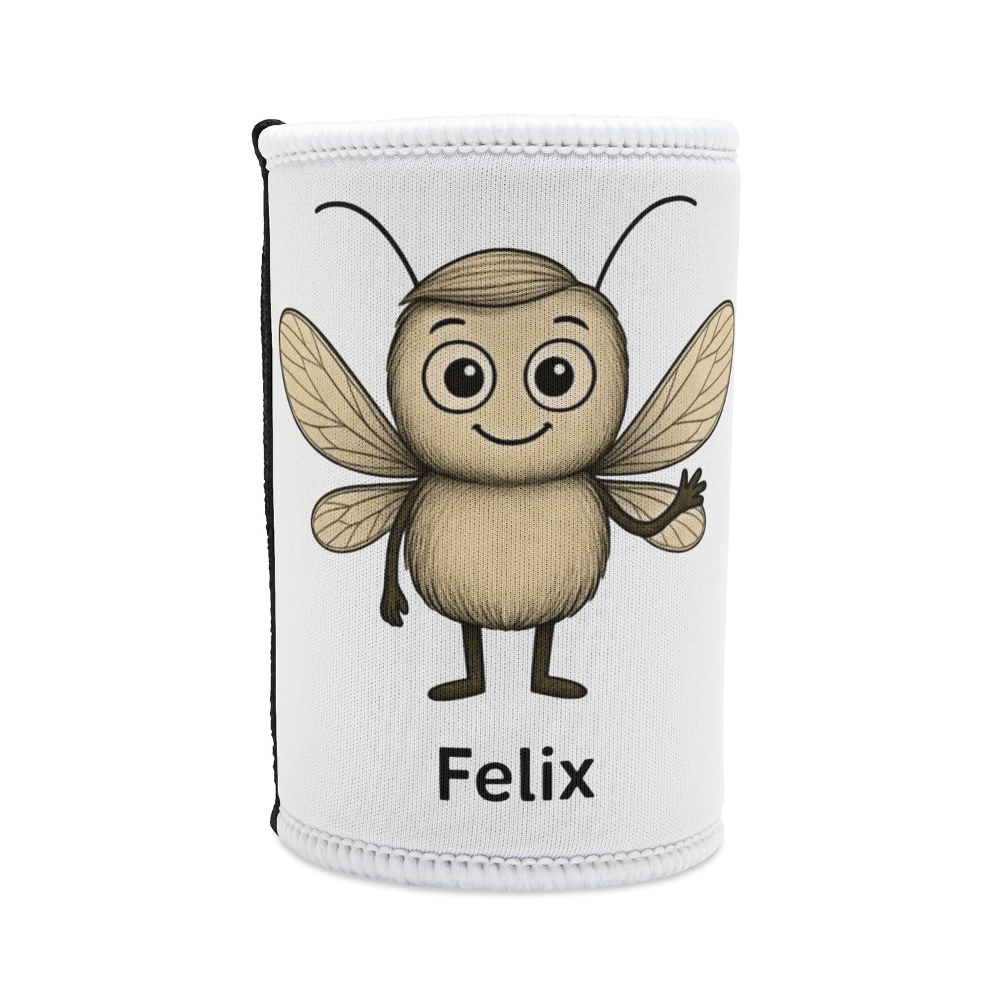 Felix OCD awareness mosquito design on stubby holder – Mental Health Musings
