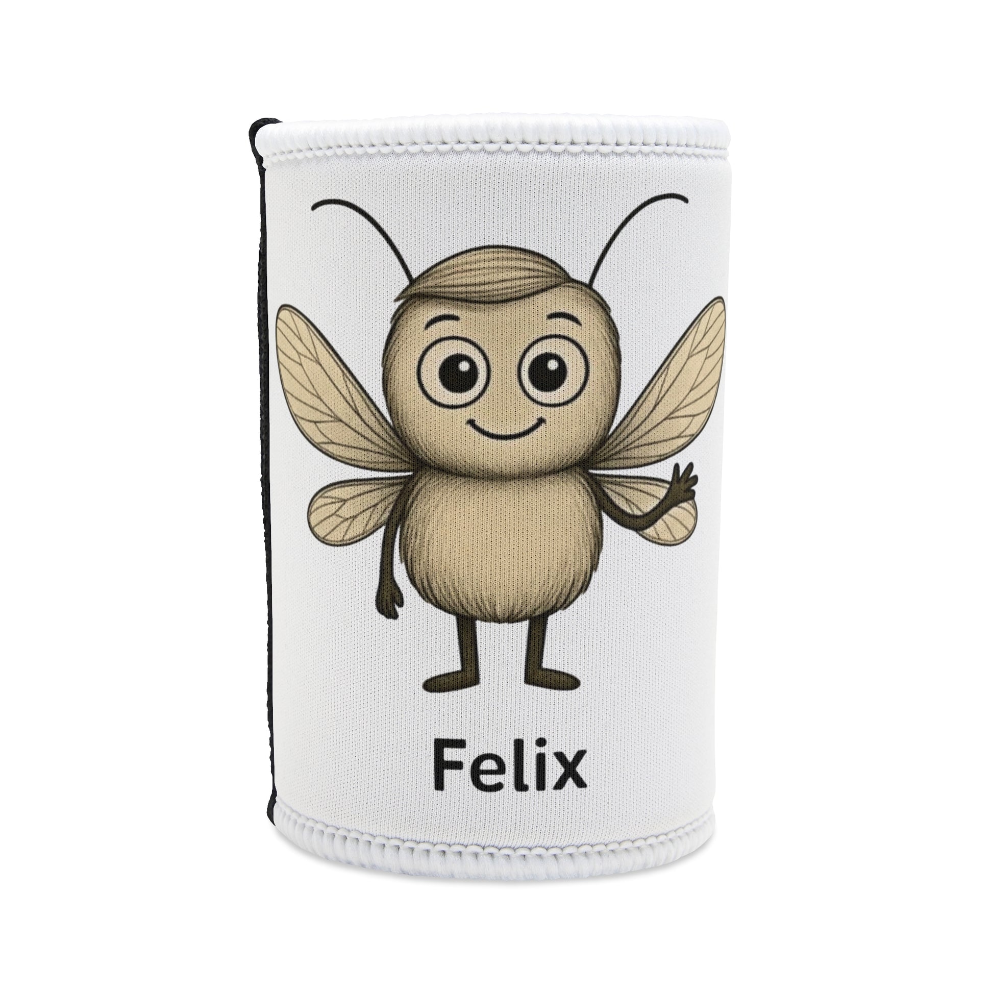 Felix OCD awareness mosquito design on stubby holder – Mental Health Musings
