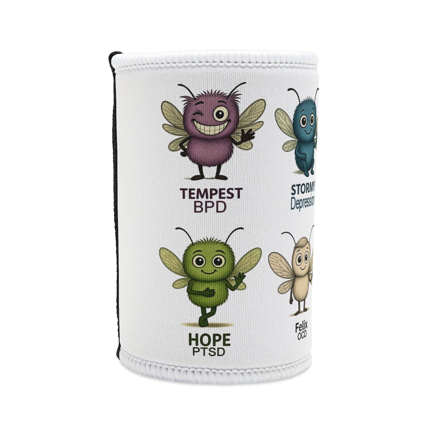 Storm Mosquitos mental health awareness mosquito group design on stubby holder – Mental Health Musings