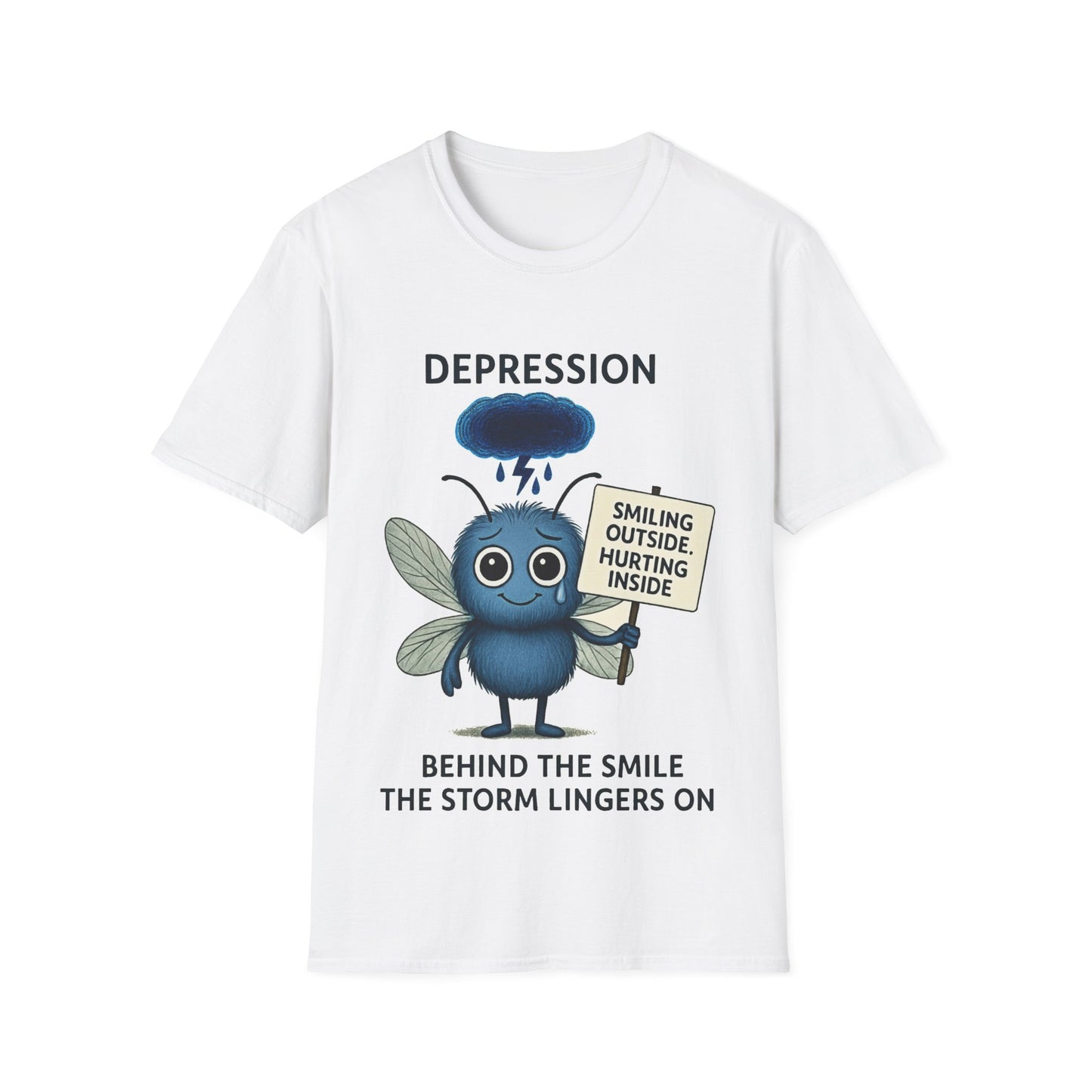 Stormy Depression awareness mosquito design front T-shirt – Mental Health Musings collection