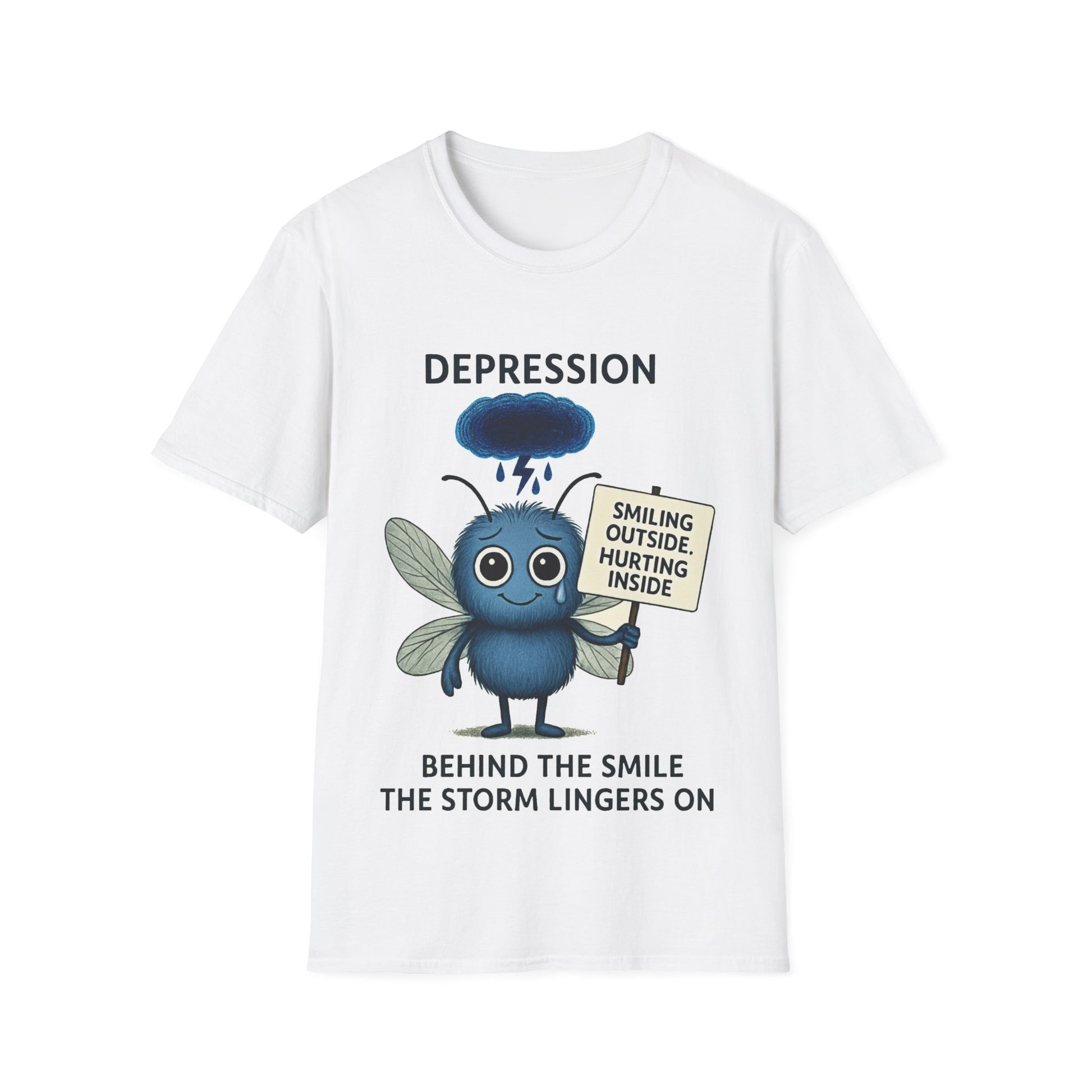 Stormy Depression awareness mosquito design front T-shirt – Mental Health Musings collection