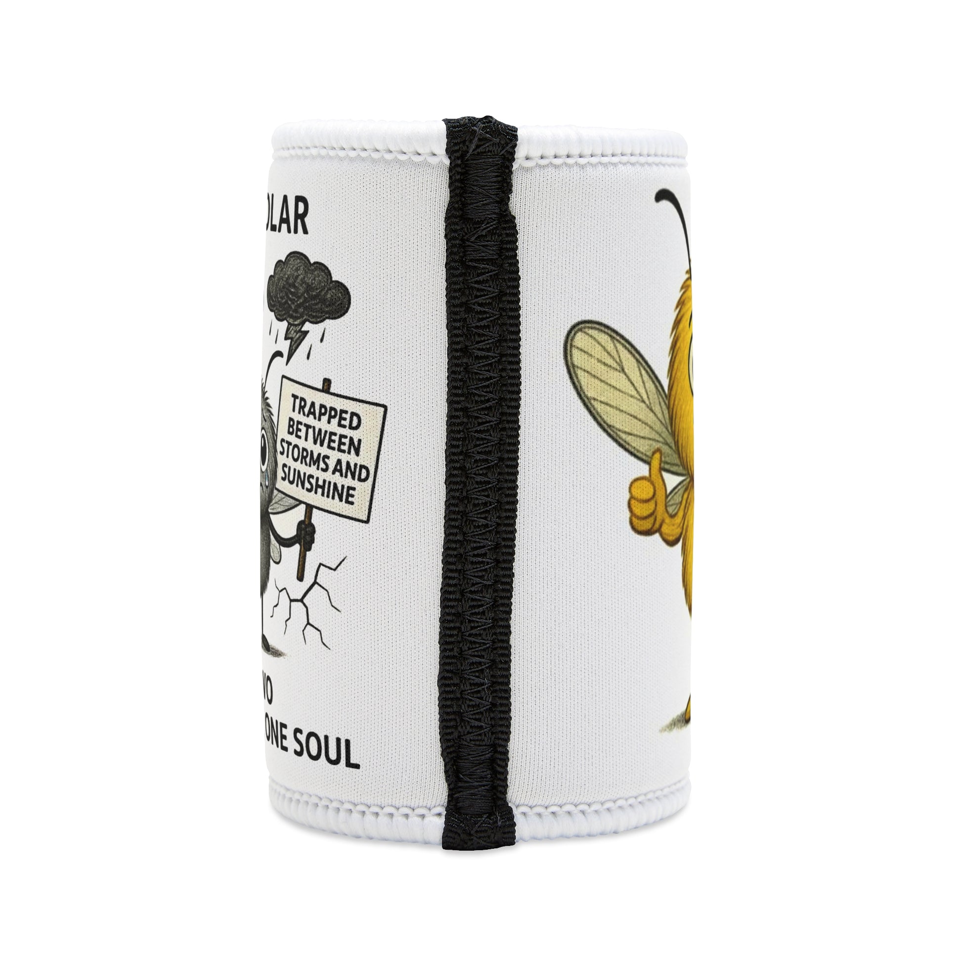 Jay Bipolar awareness cartoon mosquito on stubby holder – Mental Health Musings
