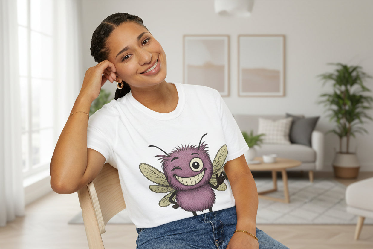 person wearing a unisex tshirt with a graphic design by storm mosquitos apparel of the character Tempest