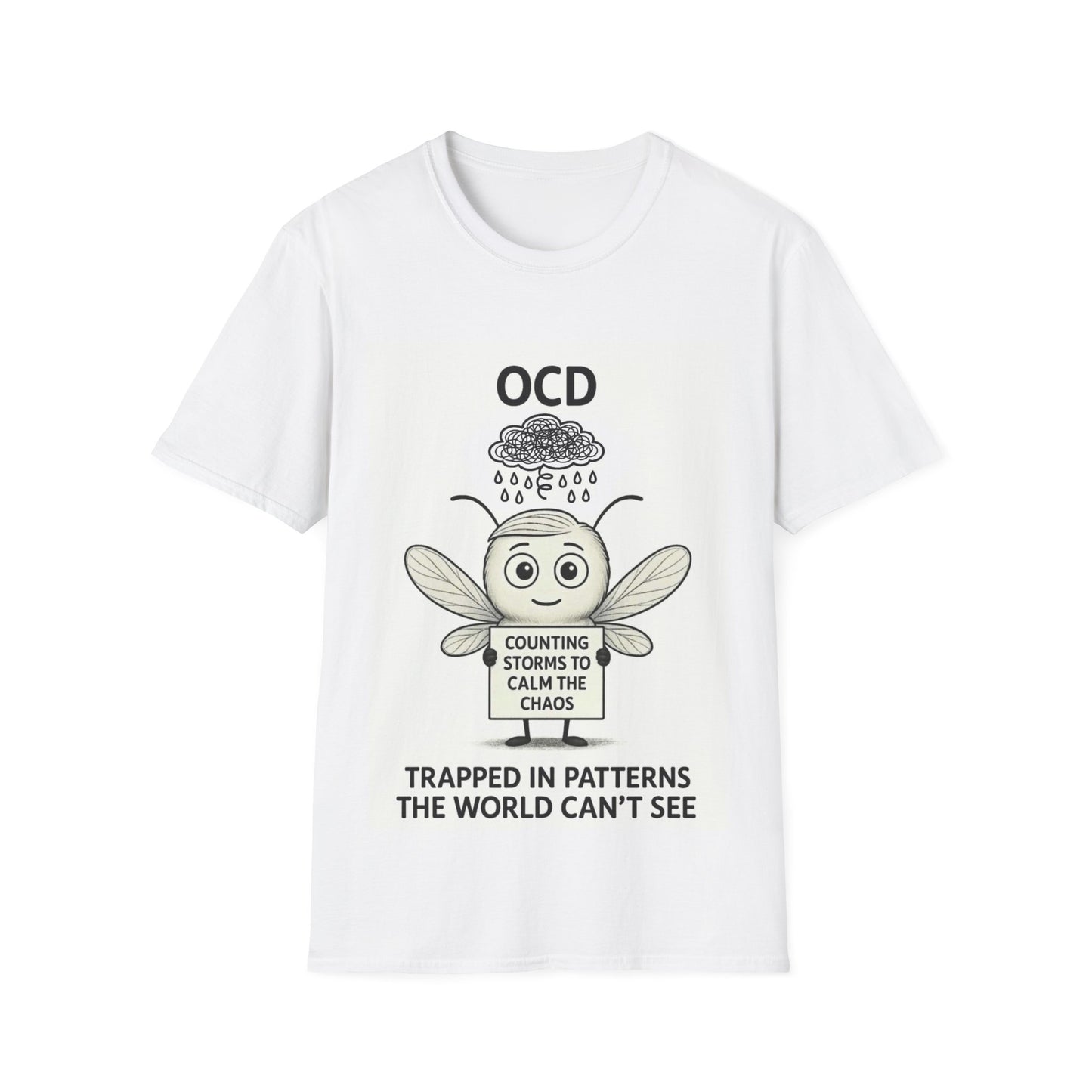 Felix OCD awareness cartoon mosquito design front T-shirt – Mental Health Musings collection