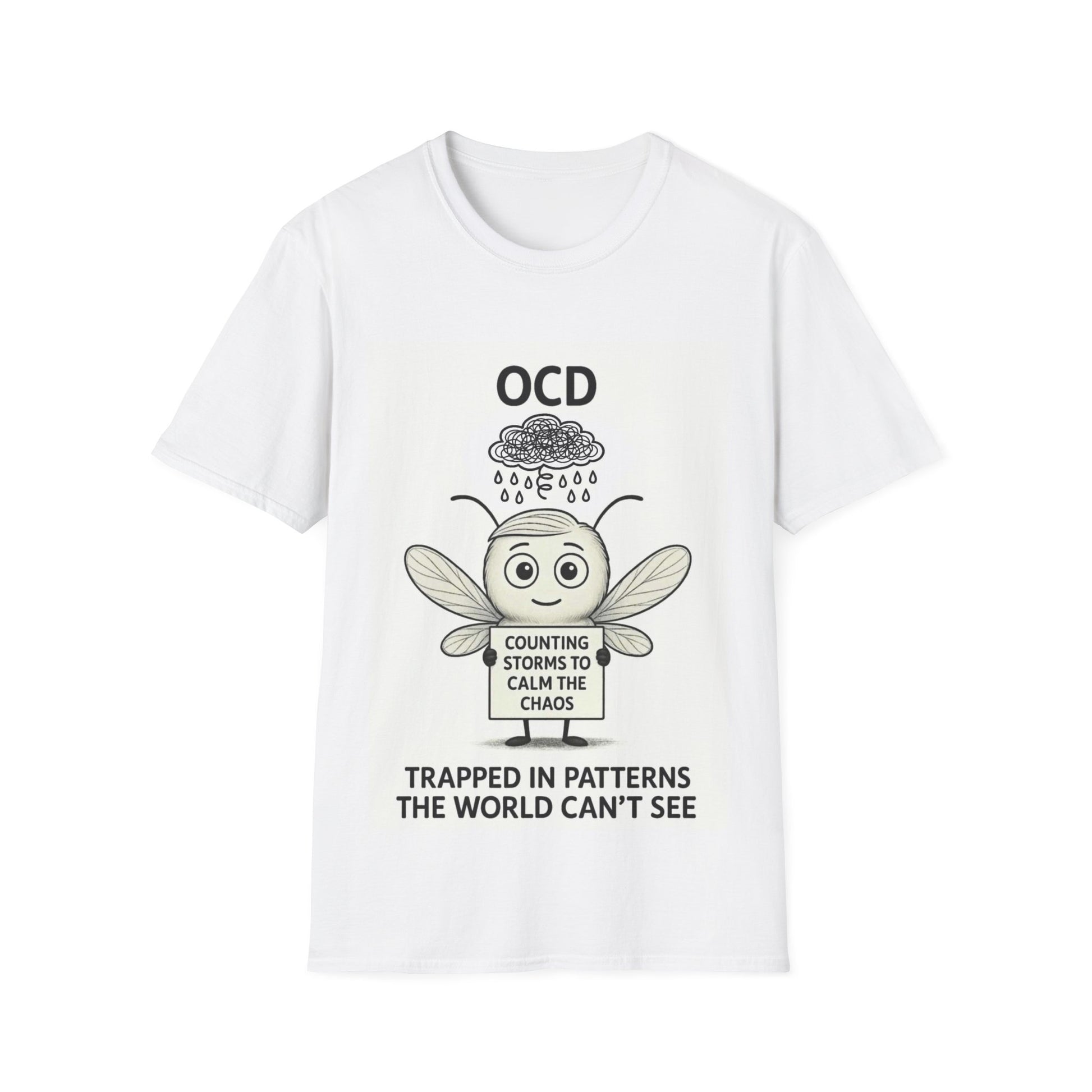 Felix OCD awareness cartoon mosquito design front T-shirt – Mental Health Musings collection
