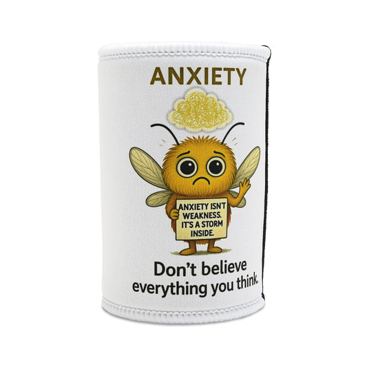 Nelly Anxiety awareness mosquito design side stubby holder – Mental Health Musings