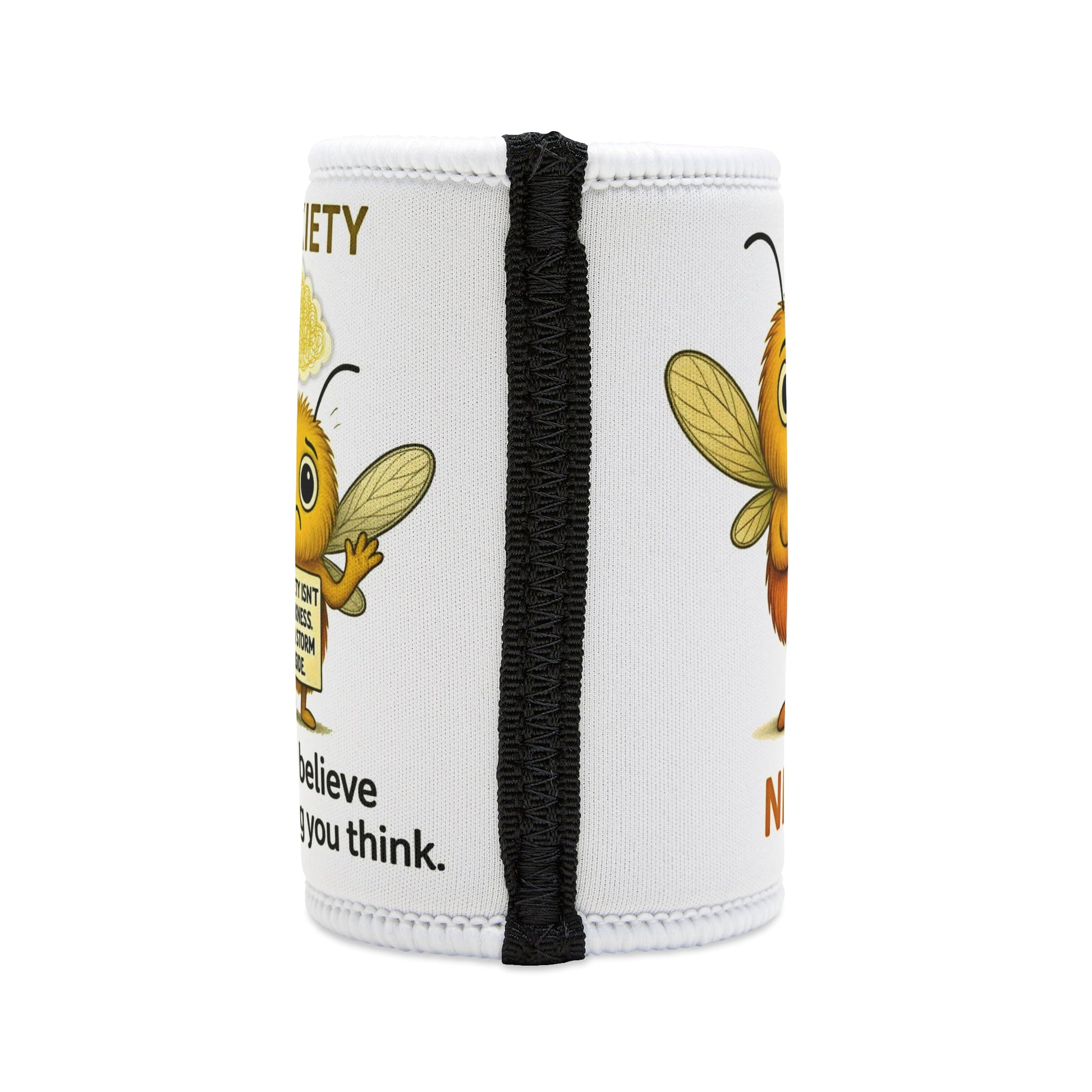 Nelly Anxiety awareness mosquito design seam stubby holder – Mental Health Musings