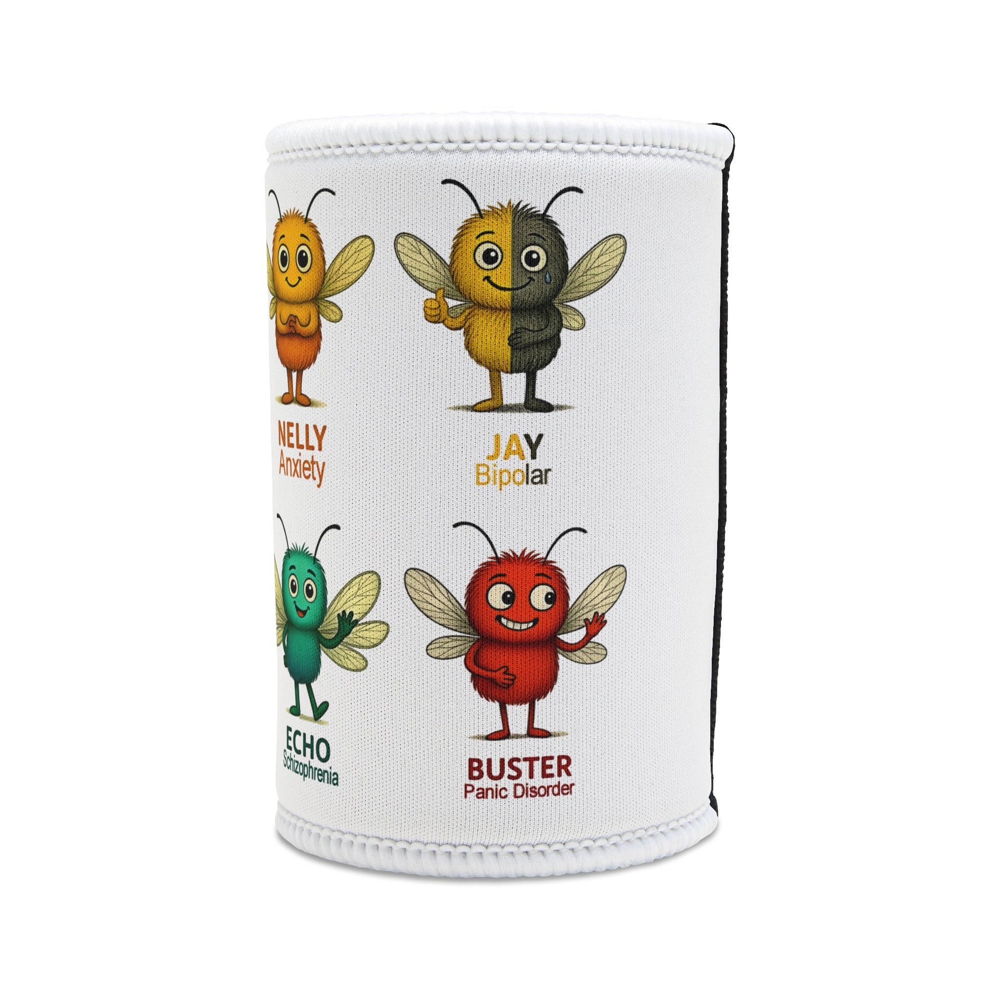 Storm Mosquitos mental health awareness mosquito group design on stubby holder – Mental Health Musings