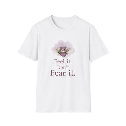 Storm Mosquitos Tempest “Feel it. Don't Fear it” Mental Health Awareness T-Shirt – soft white cotton tee with motivational design - front