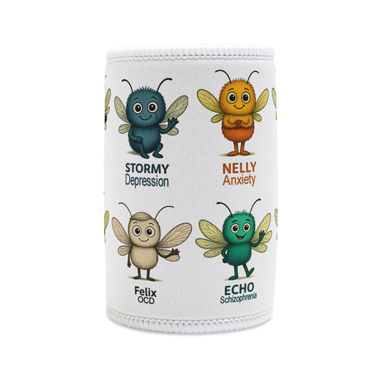 Storm Mosquitos mental health awareness mosquito group design on stubby holder – Mental Health Musings