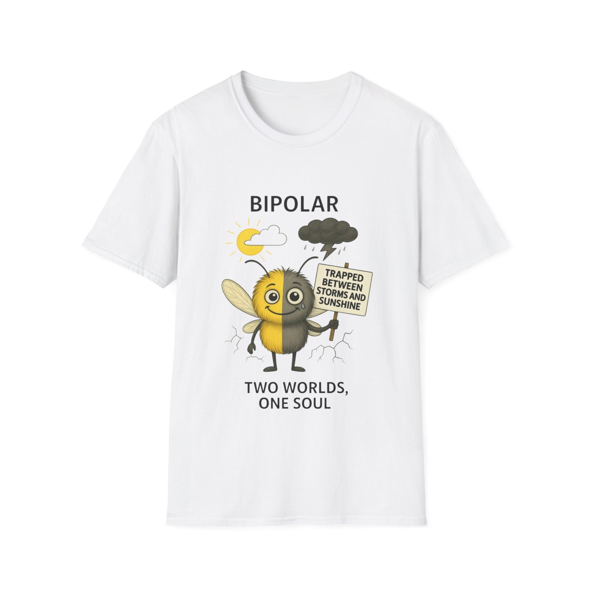 Jay Bipolar awareness mosquito character front T-shirt – Mental Health Musings collection