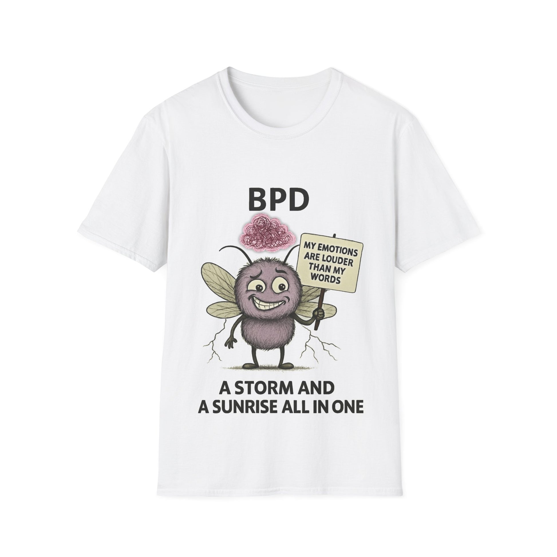 Tempest BPD awareness character design front T-shirt – Mental Health Musings collection