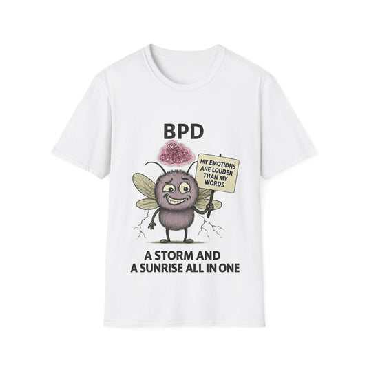 Tempest BPD awareness character design front T-shirt – Mental Health Musings collection