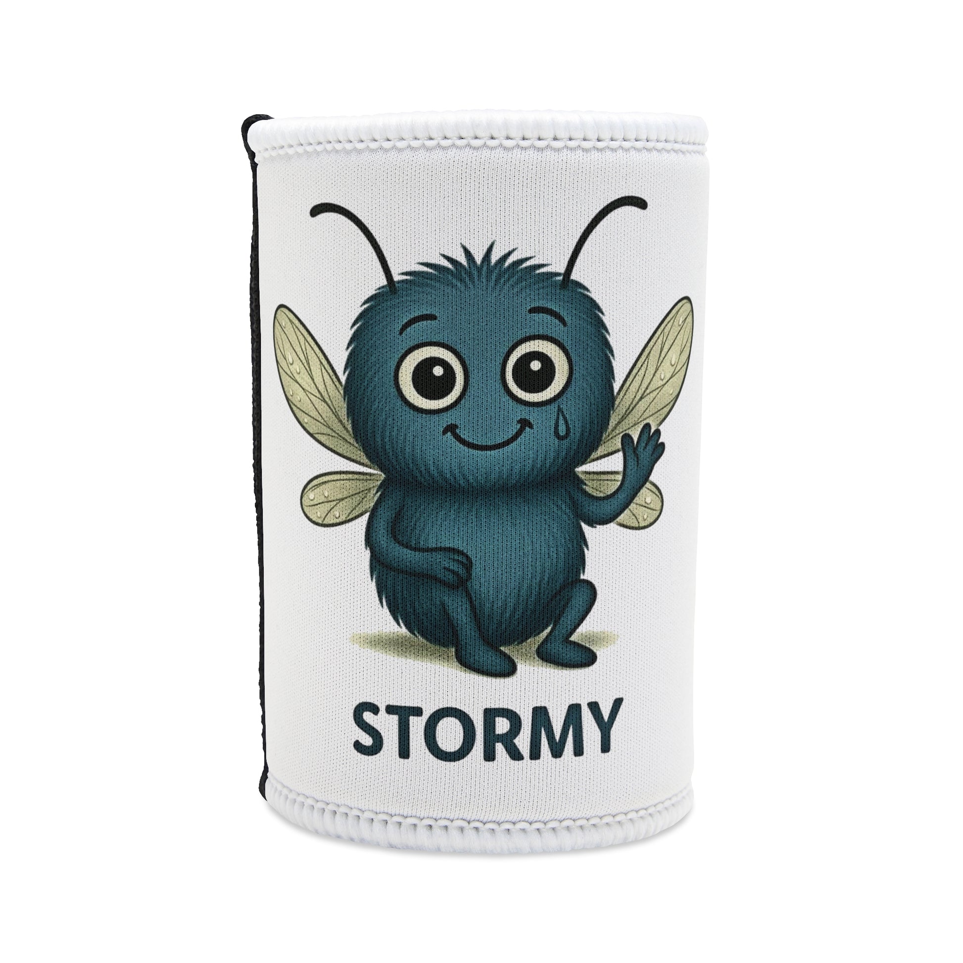 Stormy Depression awareness illustration on stubby holder – Mental Health Musings