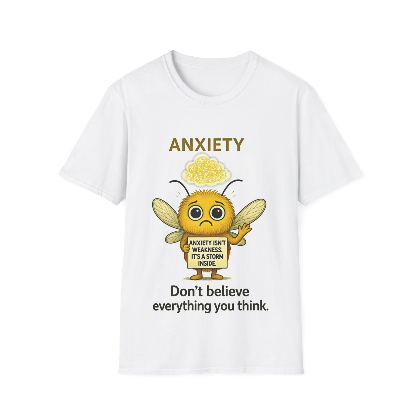 Nelly Anxiety awareness character design front T-shirt – Mental Health Musings collection