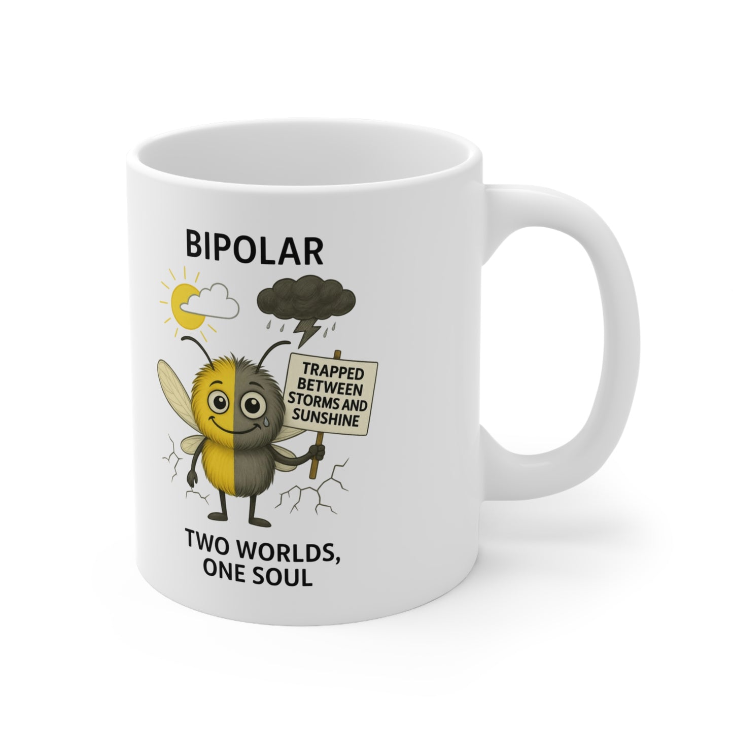 Jay Bipolar awareness illustration on mug – Mental Health Musings design