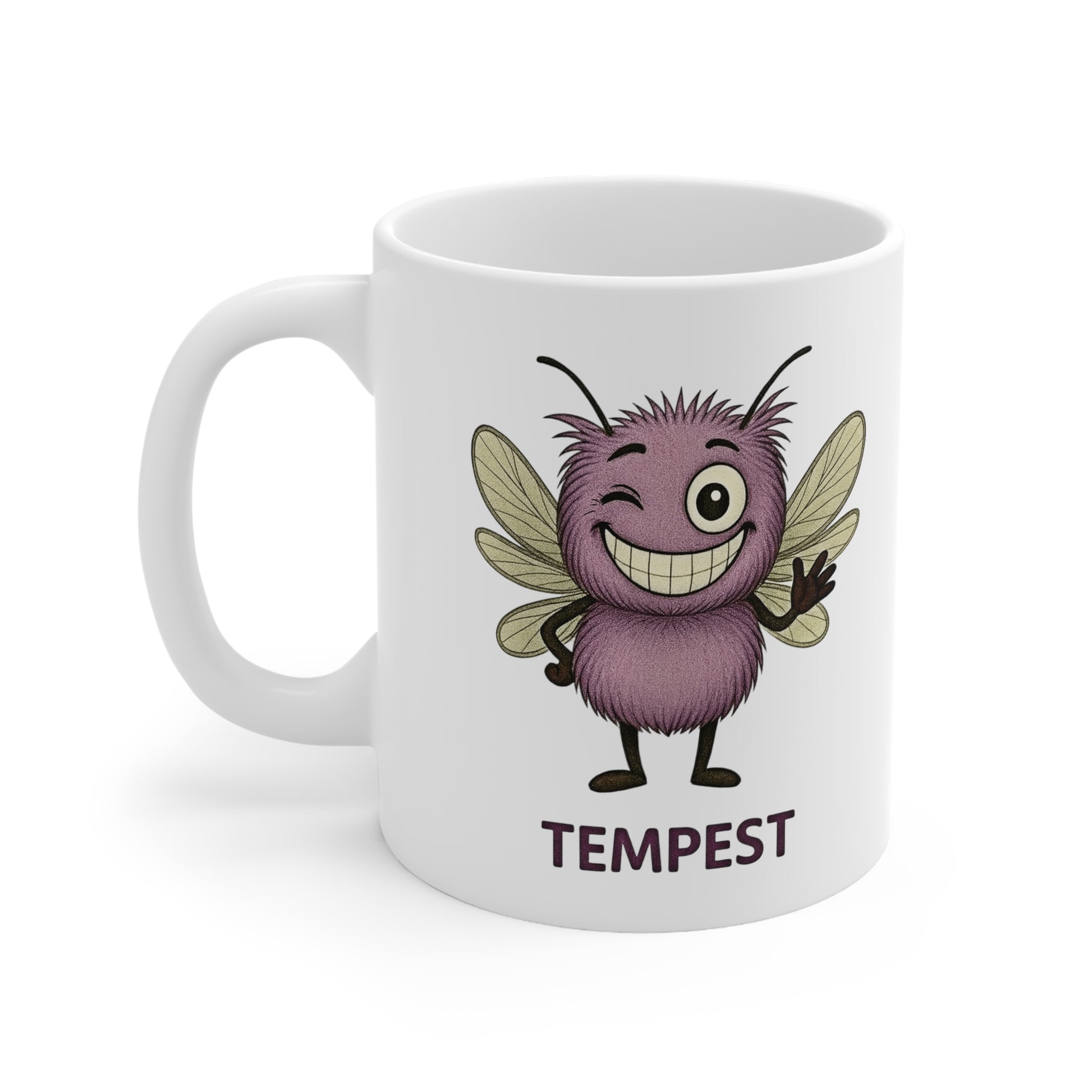 Tempest BPD awareness cartoon mosquito on mug – Mental Health Musings merch